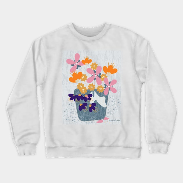 Abstract Whimsy - Vase Of Flowers. Crewneck Sweatshirt by SalsySafrano